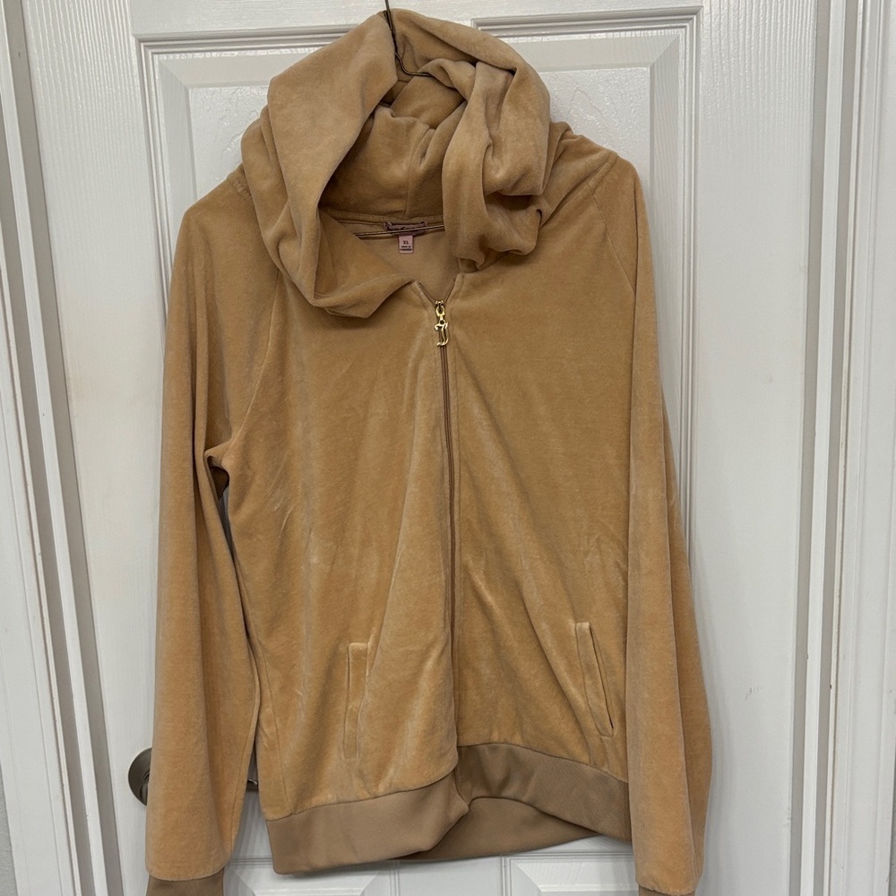 Juicy Couture Classic Velour Zip Hoodie in the color Gold Y2K